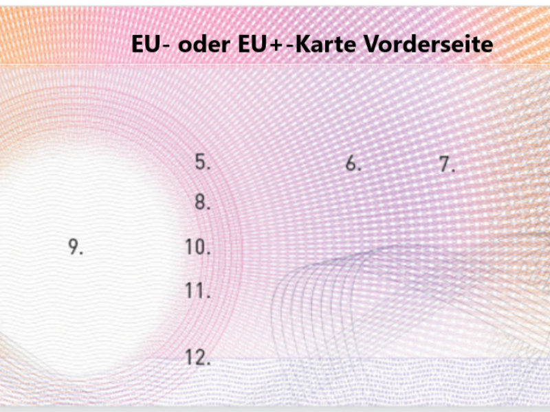 EU- oder EU+-Karte Vorderseite